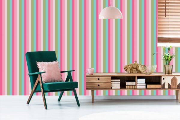 Behang Klassiek Gekleurde Verticale Strepen Voor De Woonkamer - Afbeelding 6