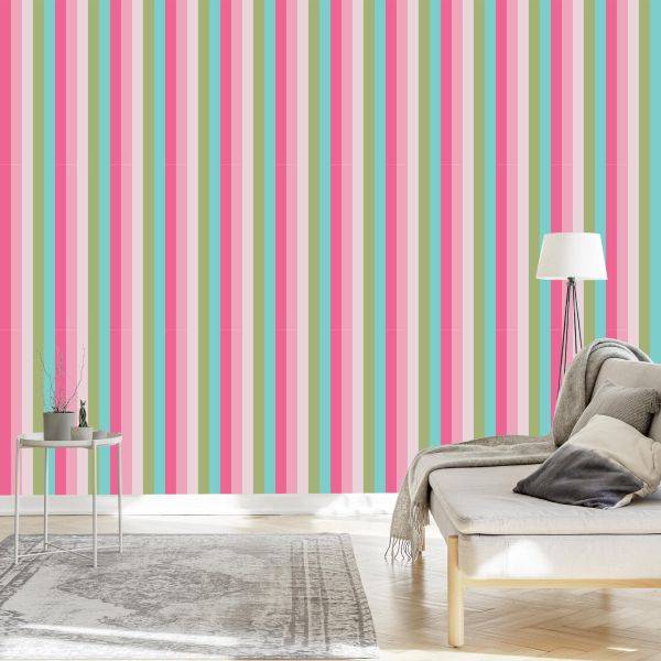 Behang Klassiek Gekleurde Verticale Strepen Voor De Woonkamer - Afbeelding 3