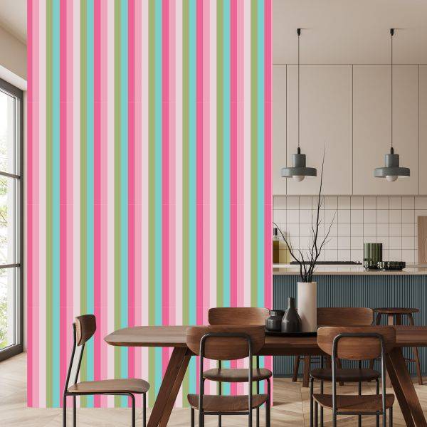 Behang Klassiek Gekleurde Verticale Strepen Voor De Woonkamer - Afbeelding 4