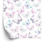 Behang Decoratieve Pastelkleurige Vlinders Voor De Babykamer