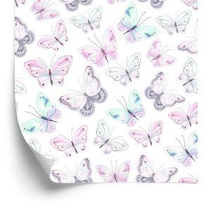 Behang Decoratieve Pastelkleurige Vlinders Voor De Babykamer