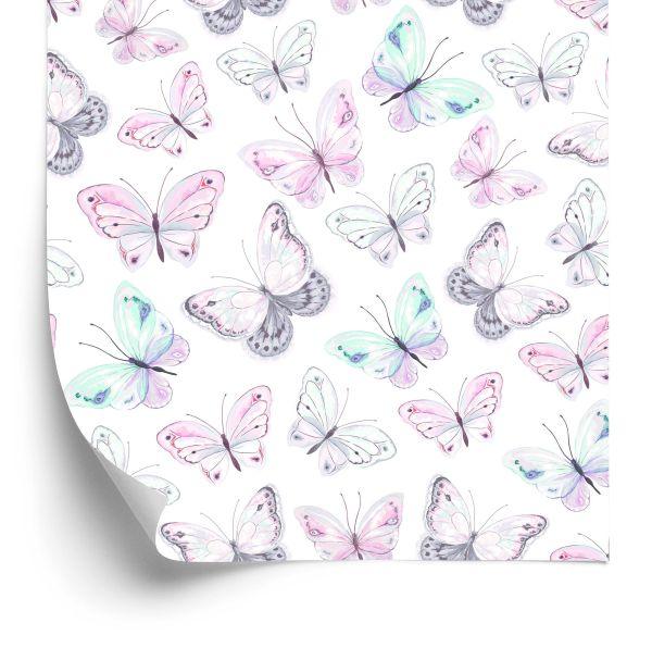 Behang Decoratieve Pastelkleurige Vlinders Voor De Babykamer