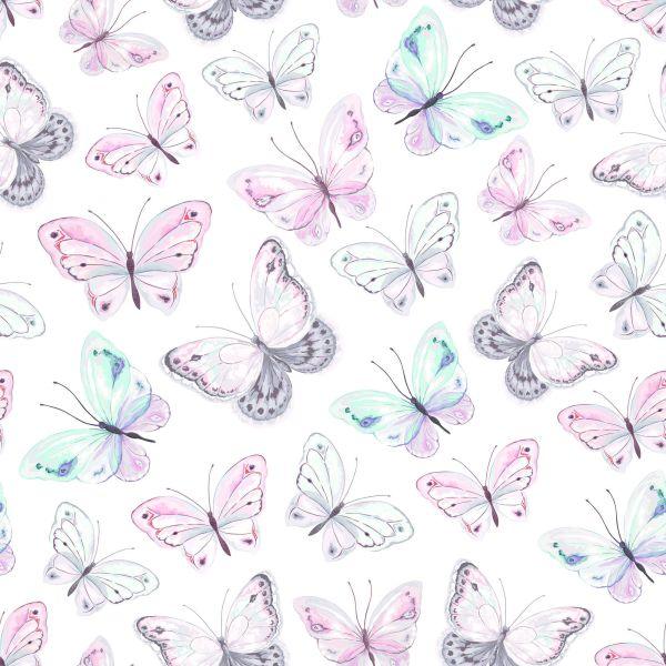 Behang Decoratieve Pastelkleurige Vlinders Voor De Babykamer - Afbeelding 2