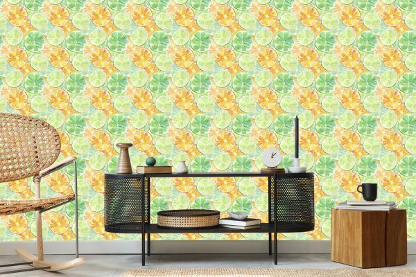 Behang Sinaasappels Limoenen Met Fruit - Afbeelding 5