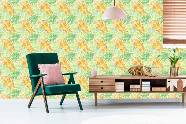 Behang Sinaasappels Limoenen Met Fruit - Afbeelding 6