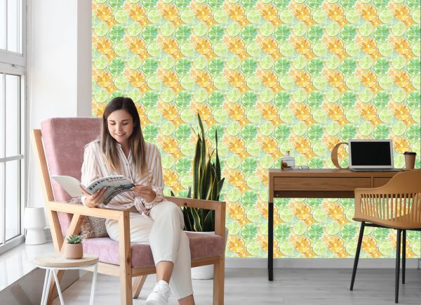 Behang Sinaasappels Limoenen Met Fruit - Afbeelding 7