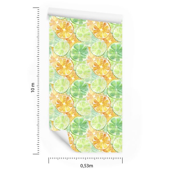 Behang Sinaasappels Limoenen Met Fruit - Afbeelding 8