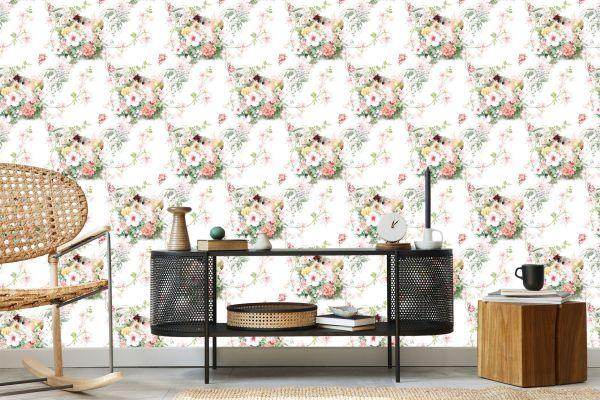 Behang Prachtige Bloemen En Bladeren - Afbeelding 5