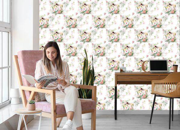 Behang Prachtige Bloemen En Bladeren - Afbeelding 7