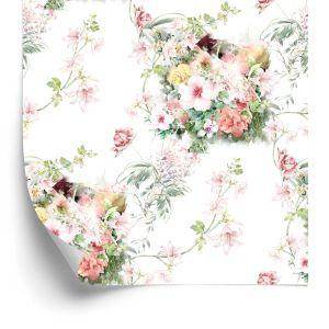 Behang Prachtige Bloemen En Bladeren