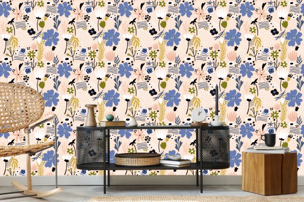Behang Bladeren En Bloemen - Scandinavische Stijl - Afbeelding 5