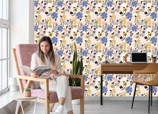 Behang Bladeren En Bloemen - Scandinavische Stijl - Afbeelding 7