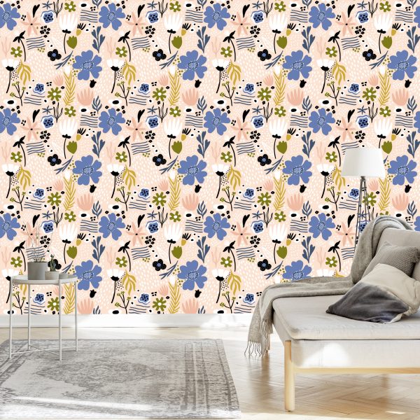 Behang Bladeren En Bloemen - Scandinavische Stijl - Afbeelding 3