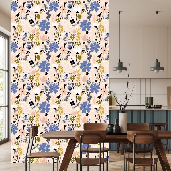 Behang Bladeren En Bloemen - Scandinavische Stijl - Afbeelding 4