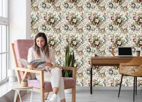 Behang Voor Slaapkamer Rozen Bloemen Bladeren Natuur 3D - Afbeelding 7