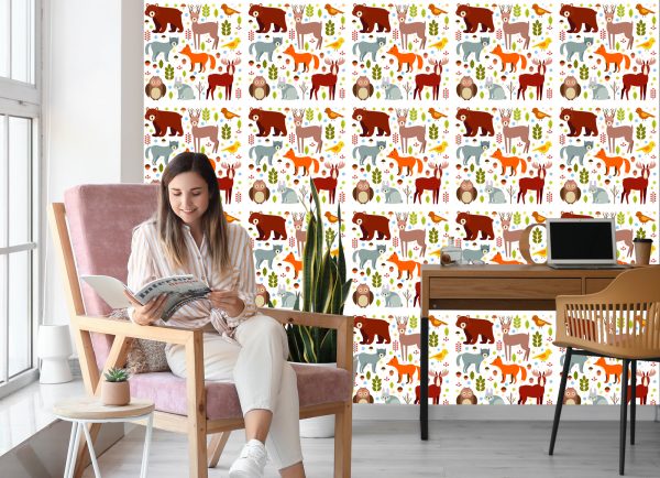 Behang Voor Kinderen - Schattige Bosdieren - Afbeelding 7