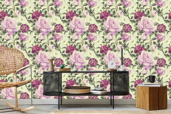 Behang Prachtige Bloemen Aquarel Rozen - Afbeelding 5
