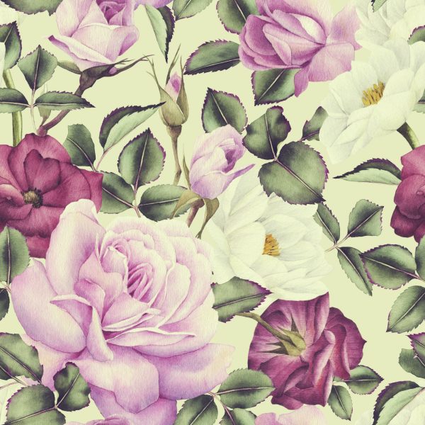 Behang Prachtige Bloemen Aquarel Rozen - Afbeelding 2