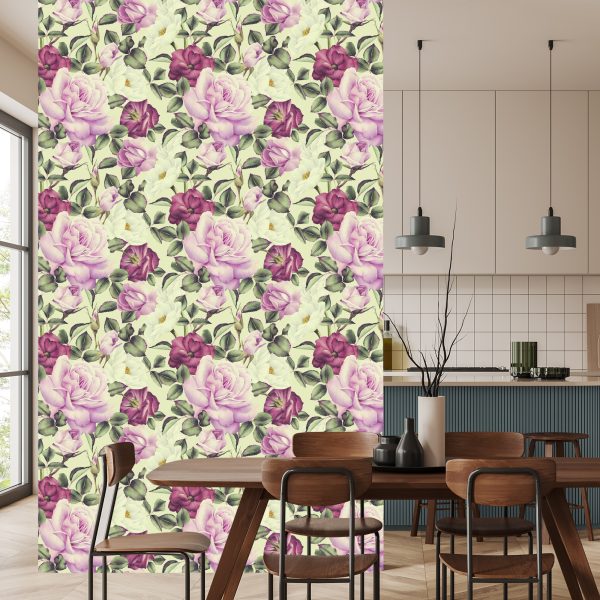 Behang Prachtige Bloemen Aquarel Rozen - Afbeelding 4