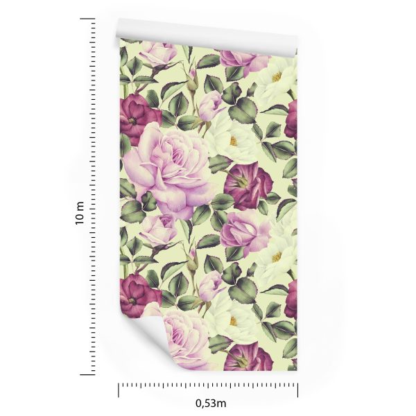 Behang Prachtige Bloemen Aquarel Rozen - Afbeelding 8