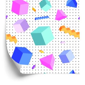 Behang Geometrische 3D Kubussen Kinderkamer