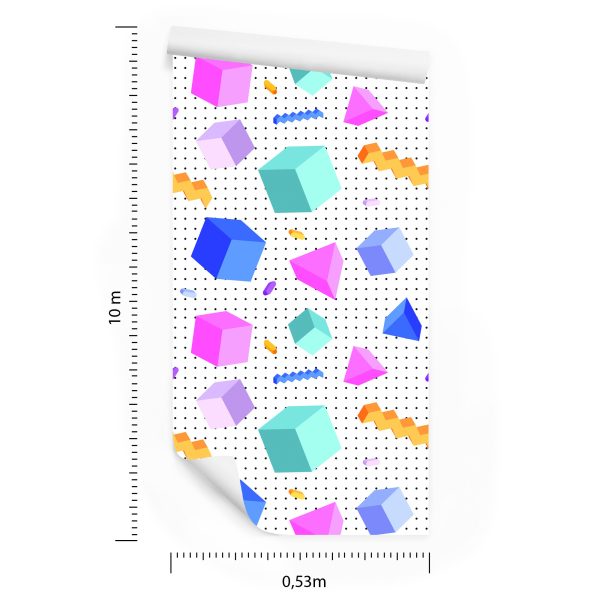 Behang Geometrische 3D Kubussen Kinderkamer - Afbeelding 8