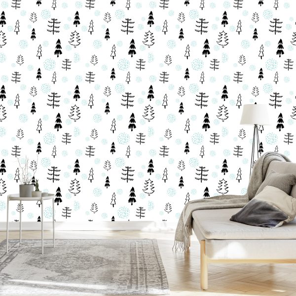 Behang Bosbomen, Kerstbomen Voor Een Kinderkamer - Afbeelding 3