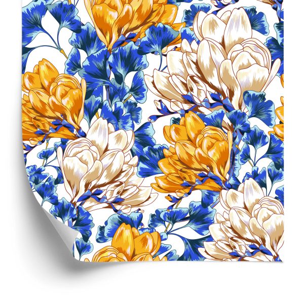 Behang Kleurrijke Magnoliabloemen