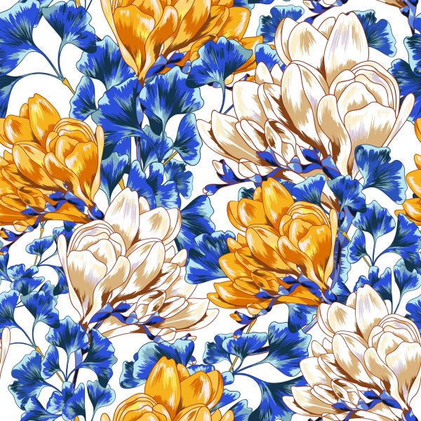 Behang Kleurrijke Magnoliabloemen - Afbeelding 2