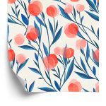 Behang Kleurrijke Retro Bloemen En Bladeren