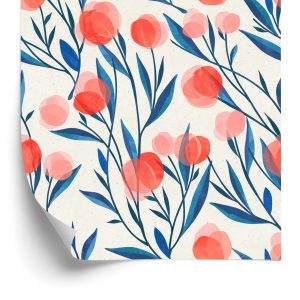 Behang Kleurrijke Retro Bloemen En Bladeren