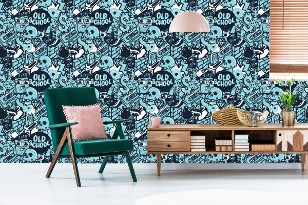 Behang Graffiti Met Schedels - Afbeelding 6