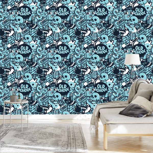 Behang Graffiti Met Schedels - Afbeelding 3