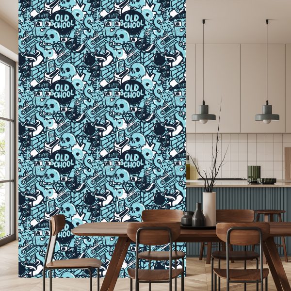 Behang Graffiti Met Schedels - Afbeelding 4