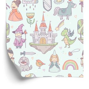 Behang Kindersprookje, Feeën, Draken, Honden