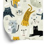 Behang Voor Kinderen - Lieve Katten - Scandinavische Stijl