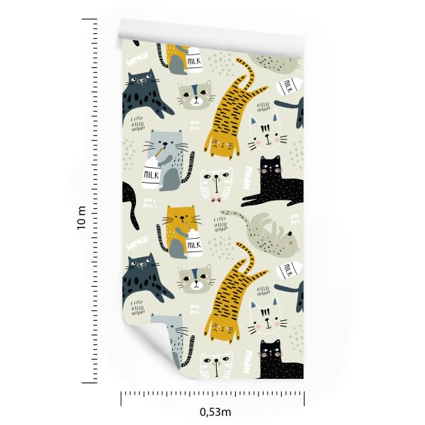 Behang Voor Kinderen - Lieve Katten - Scandinavische Stijl - Afbeelding 8