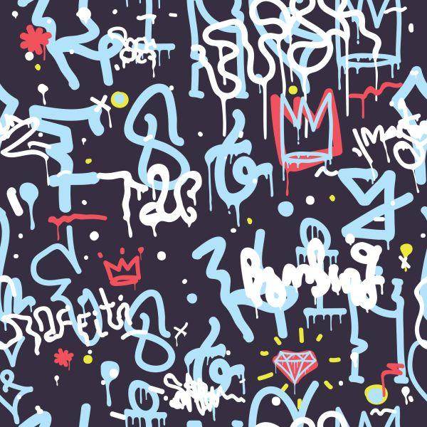 Behang Graffiti Met Diamanten - Afbeelding 2