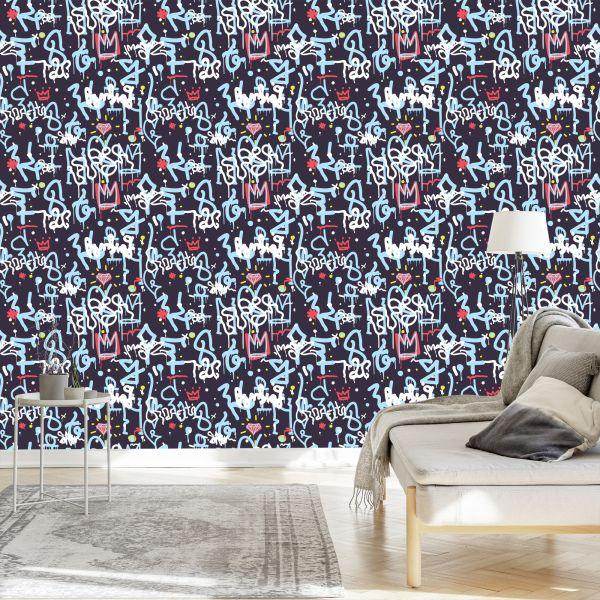 Behang Graffiti Met Diamanten - Afbeelding 3