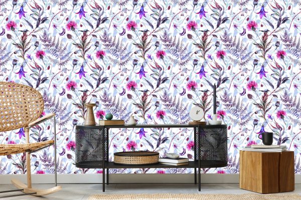 Behang Aquarel Wilde Bloemen - Afbeelding 5