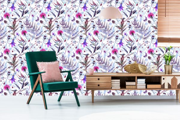Behang Aquarel Wilde Bloemen - Afbeelding 6