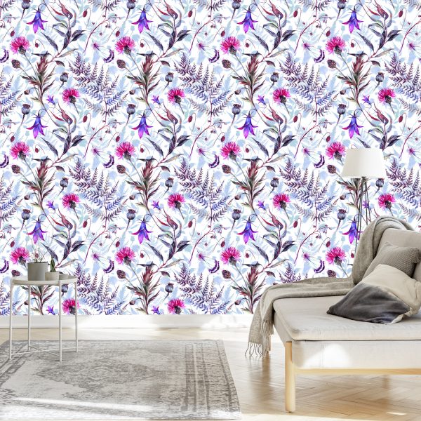 Behang Aquarel Wilde Bloemen - Afbeelding 3