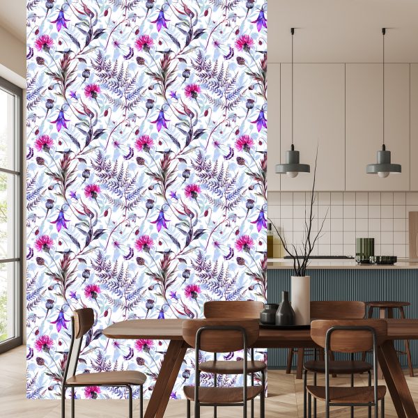 Behang Aquarel Wilde Bloemen - Afbeelding 4