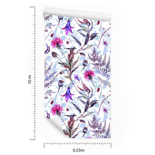 Behang Aquarel Wilde Bloemen - Afbeelding 8
