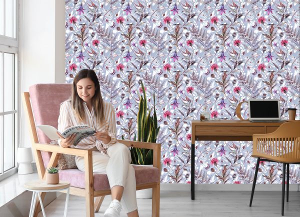Behang Aquarel Wilde Bloemen - Afbeelding 7