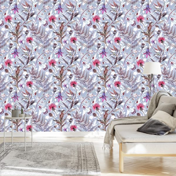 Behang Aquarel Wilde Bloemen - Afbeelding 3