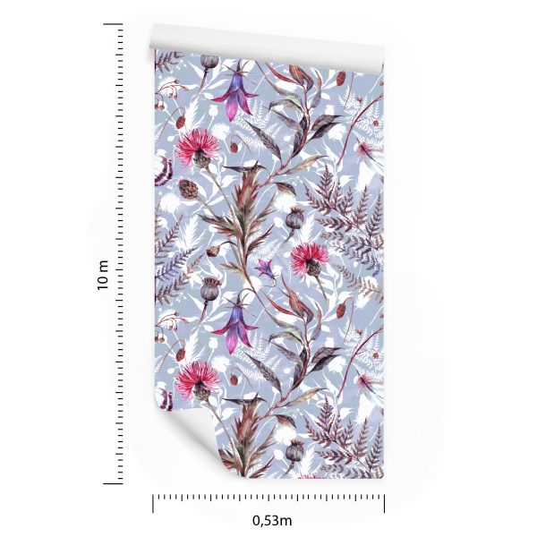 Behang Aquarel Wilde Bloemen - Afbeelding 8