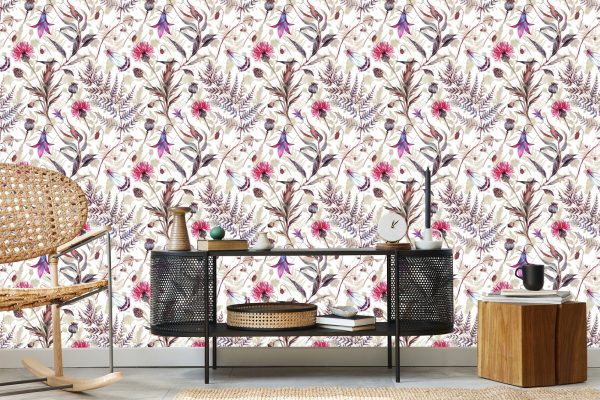 Behang Aquarel Wilde Bloemen - Afbeelding 5
