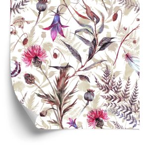 Behang Aquarel Wilde Bloemen