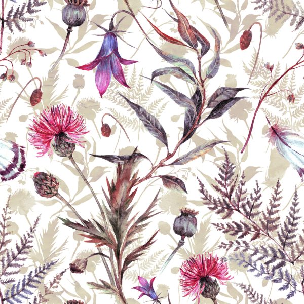 Behang Aquarel Wilde Bloemen - Afbeelding 2